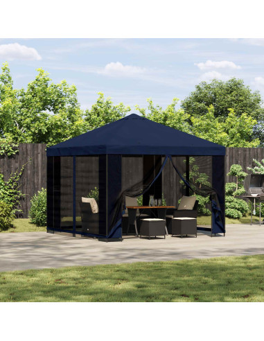 Gazebo 3 x 3 m Blu Poliestere e Acciaio 190