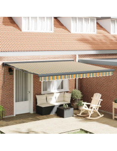 Tenda Retrattile Verde e bianco 400 ×350 cm Tessuto