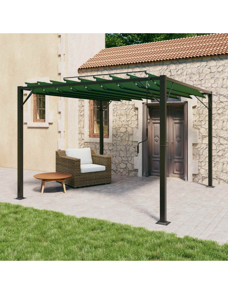 Gazebo con tetto ventilato Verde 3 x 3 x 2,14 m