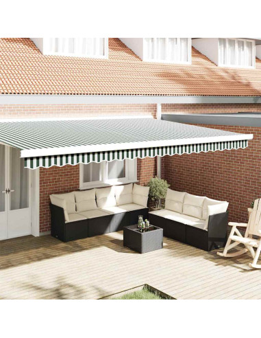 Tenda a Braccio Verde e Bianco 480 x 20 cm Tela