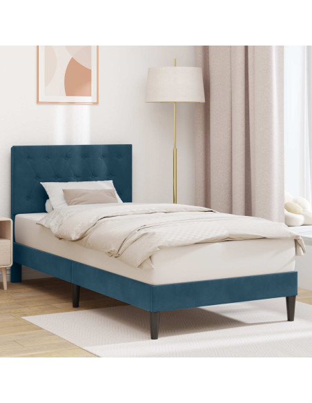 Struttura del letto con testiera Blu 100 x 200 cm Velluto