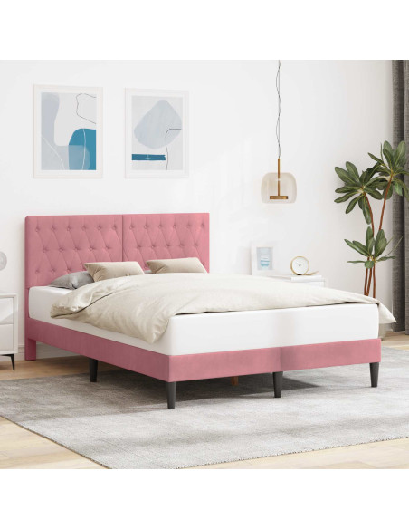 Struttura del letto con testiera Rosa 120 x 190 cm Velluto