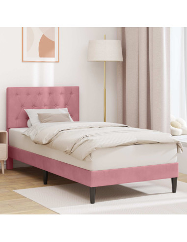Struttura del letto con testiera Rosa 90 x 190 cm Velluto