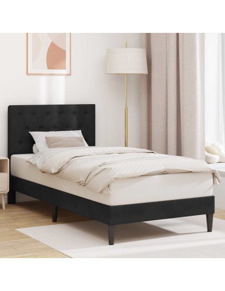 Struttura del letto con testiera Nero 90 x 190 cm Velluto