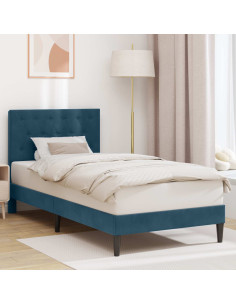 Struttura del letto con testiera Blu 90 x 200 cm Velluto