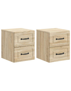 Mobiletto da notte a muro 2 pcs Rovere Sonoma 34,5 x 33 x 40 cm