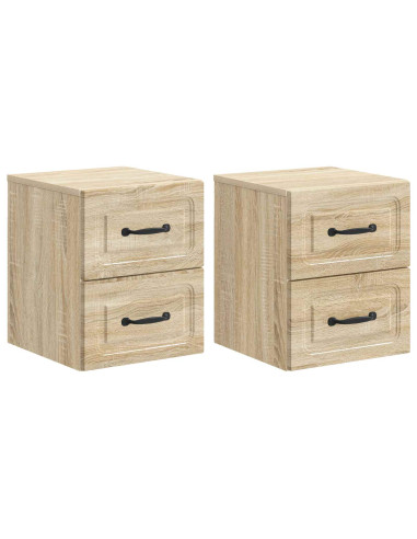 Mobiletto da notte a muro 2 pcs Rovere Sonoma 34,5 x 33 x 40 cm