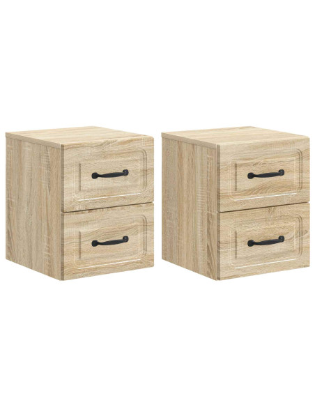 Mobiletto da notte a muro 2 pcs Rovere Sonoma 34,5 x 33 x 40 cm