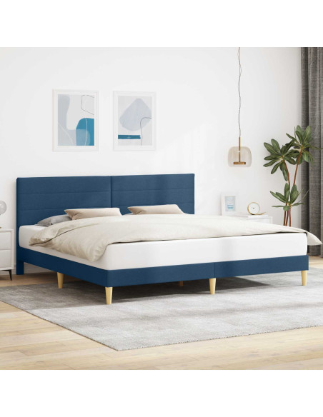 Struttura del letto con testiera Blu 200 x 200 cm Tessuto
