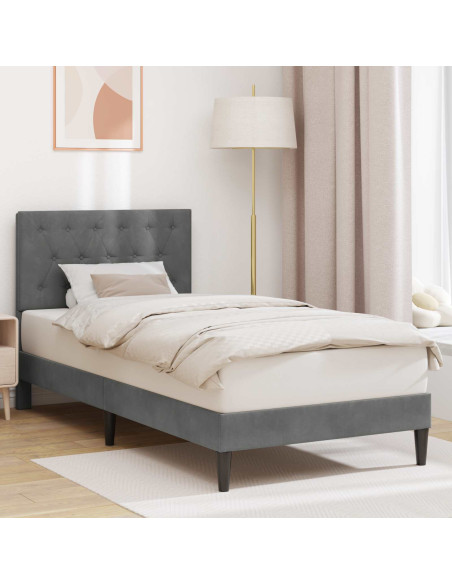 Struttura del letto Grigio Scuro 90 x 190 cm Velluto