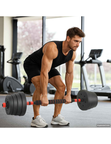 Set di Manubri 4-in-1 40kg Nero e Rosso