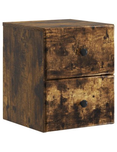 Mobiletto da notte a muro Rovere Fumo 34,5 x 33 x 40 cm