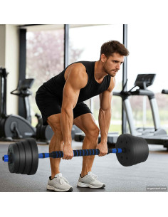 Set di Manubri 2-in-1 40kg Nero e Blu Cemento e sabbia di ferro