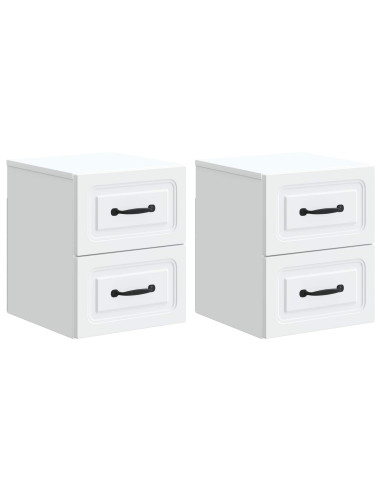 Mobiletto da notte a muro 2 pcs Bianco 34,5 x 33 x 40 cm