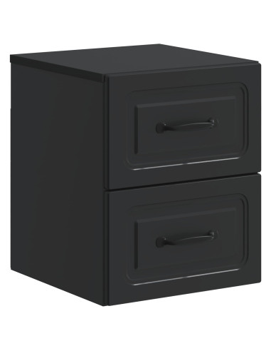 Mobiletto da notte a muro con cassetto Nero 34,5 x 33 x 40 cm