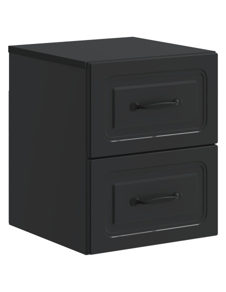 Mobiletto da notte a muro con cassetto Nero 34,5 x 33 x 40 cm