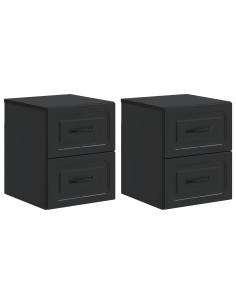 Mobiletto da notte a muro 2 pcs Nero 34,5 x 33 x 40 cm