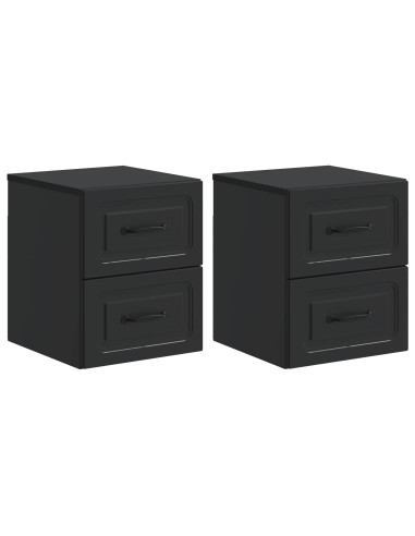 Mobiletto da notte a muro 2 pcs Nero 34,5 x 33 x 40 cm