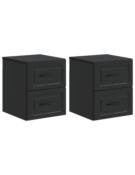 Mobiletto da notte a muro 2 pcs Nero 34,5 x 33 x 40 cm