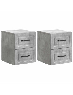 Mobiletto da notte a muro con cassetto 2 pcs Grigio Cemento