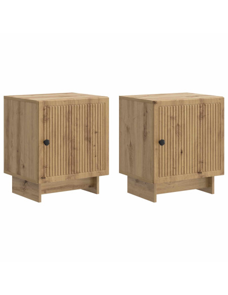 Armadio da Notte 2 pcs Rovere Artigianale 43 x 34,5 x 50 cm