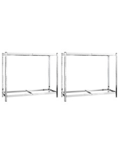 Portapneumatici a 2 Livelli 2pz Argento 110x40x110cm in Acciaio 2
