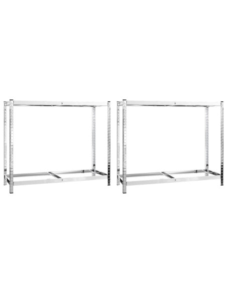 Portapneumatici a 2 Livelli 2pz Argento 110x40x110cm in Acciaio