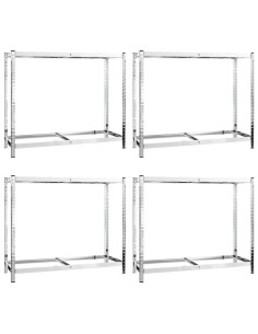 Portapneumatici a 2 Livelli 4pz Argento 110x40x110cm in Acciaio 2