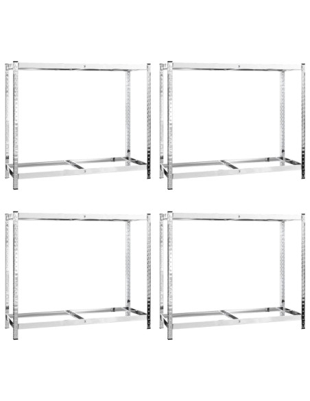Portapneumatici a 2 Livelli 4pz Argento 110x40x110cm in Acciaio