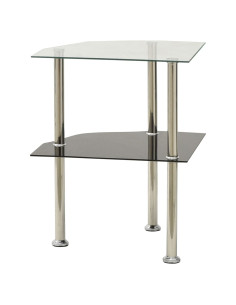 Tavolino 2 Livelli Trasparente Nero 38x38x50 cm Vetro Temperato 2