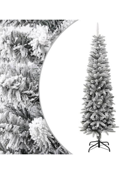 Albero Natale Artificiale Sottile Neve Floccata 180cm PVC e PE