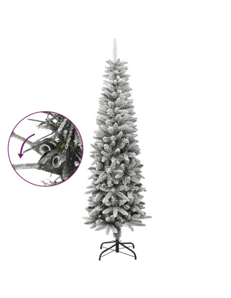 Albero Natale Artificiale Sottile Neve Floccata 180cm PVC e PE