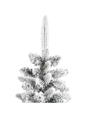 Albero Natale Artificiale Sottile Neve Floccata 180cm PVC e PE