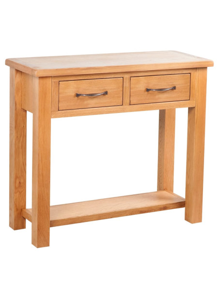 Tavolo Consolle con 2 Cassetti 83x30x73cm in Massello di Rovere