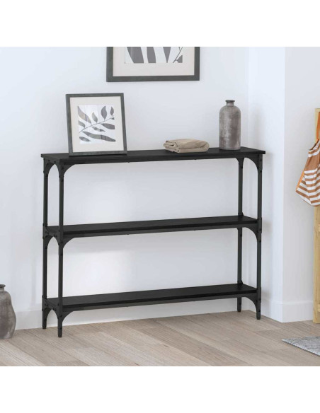 Tavolo consolle con lo scaffale Rovere nero 100 x 22,5 x 75 cm
