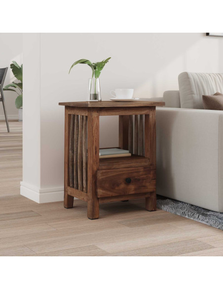 Comodino Marrone 30 x 30 x 47 cm Legno Recuperato Massello