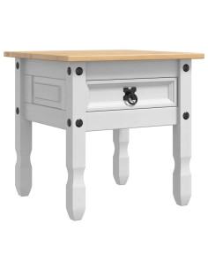 Tavolino con cassetto Bianco 50 x 50 x 50 cm Pino massello 2