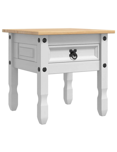 Tavolino con cassetto Bianco 50 x 50 x 50 cm Pino massello
