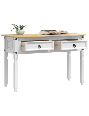 Tavolino con cassetto Bianco 115 x 46 x 73 cm Pino massello