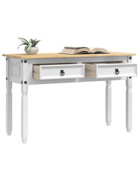 Tavolino con cassetto Bianco 115 x 46 x 73 cm Pino massello