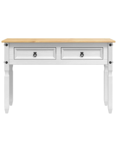 Tavolino con cassetto Bianco 115 x 46 x 73 cm Pino massello