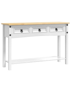 Tavolino con cassetto Bianco 114 x 34,5 x 73 cm Pino massello 2