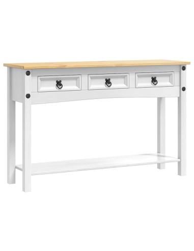 Tavolino con cassetto Bianco 114 x 34,5 x 73 cm Pino massello