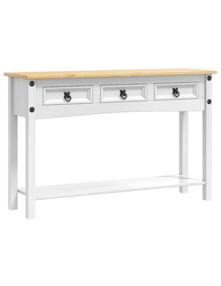 Tavolino con cassetto Bianco 114 x 34,5 x 73 cm Pino massello