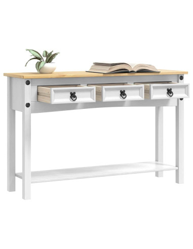 Tavolino con cassetto Bianco 114 x 34,5 x 73 cm Pino massello