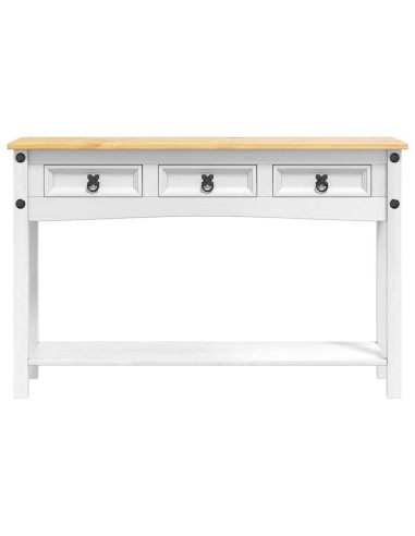 Tavolino con cassetto Bianco 114 x 34,5 x 73 cm Pino massello