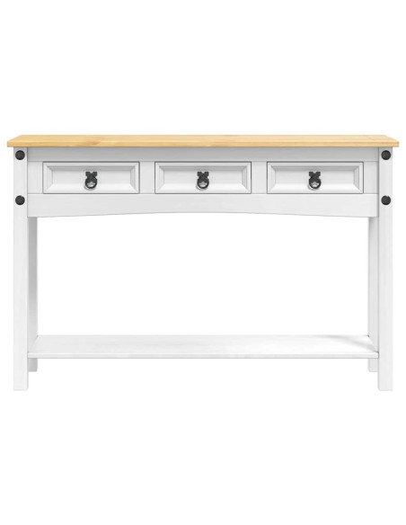 Tavolino con cassetto Bianco 114 x 34,5 x 73 cm Pino massello