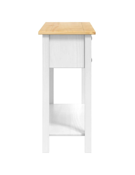 Tavolino con cassetto Bianco 114 x 34,5 x 73 cm Pino massello