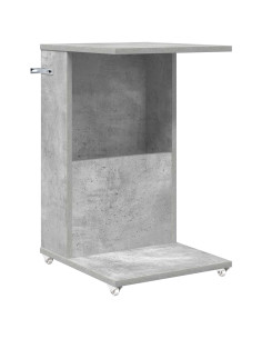 Tavolo laterale con ruota Grigio cemento 40 x 35 x 60 cm 2