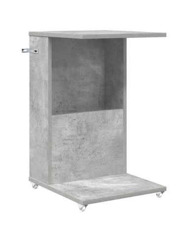 Tavolo laterale con ruota Grigio cemento 40 x 35 x 60 cm